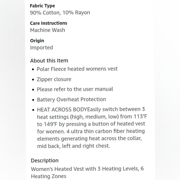 🆕⭐ Black fleece zip up heated vest - Picture 5 of 6